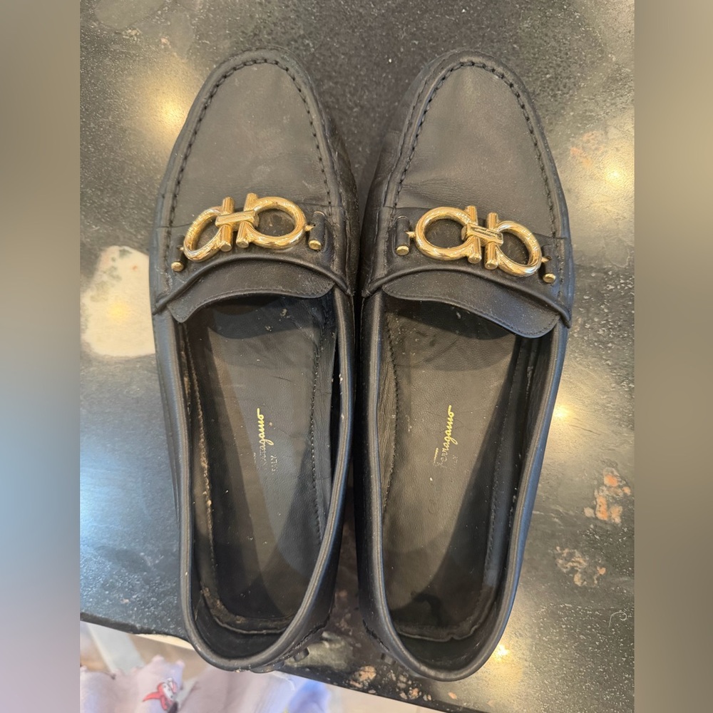 Salvatore Ferragamo Black Leather Gancini Loafers Women’s US 9C - Picture 3 of 9